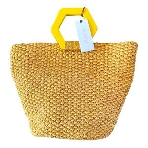 Kayu Raffia Geometric Handle Bag NWT